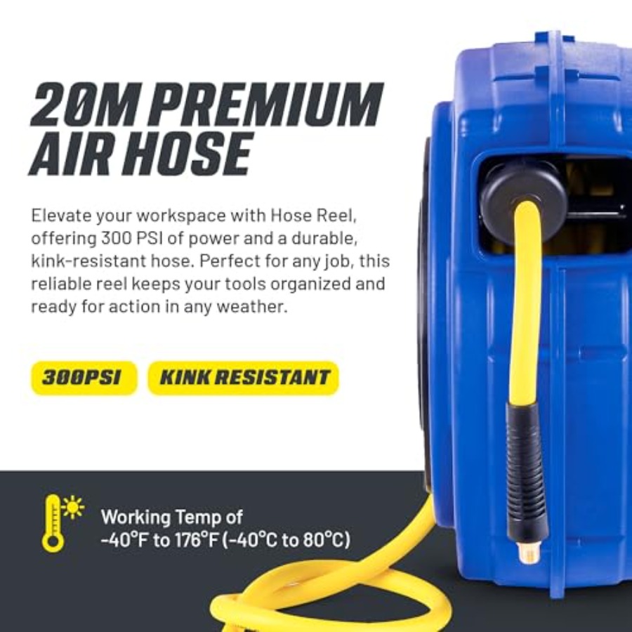 Retractable Air Hose Reel 3/8  - Reel Handle avis et prix