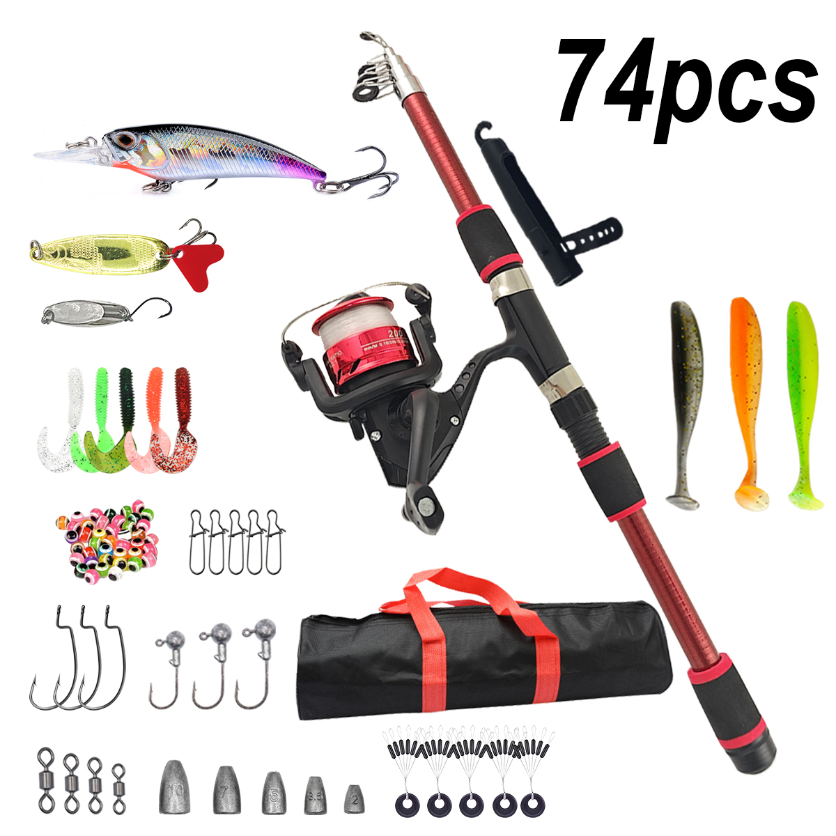 Fishing Pole Set Full Kits Wit - Spincast Reel avis et prix