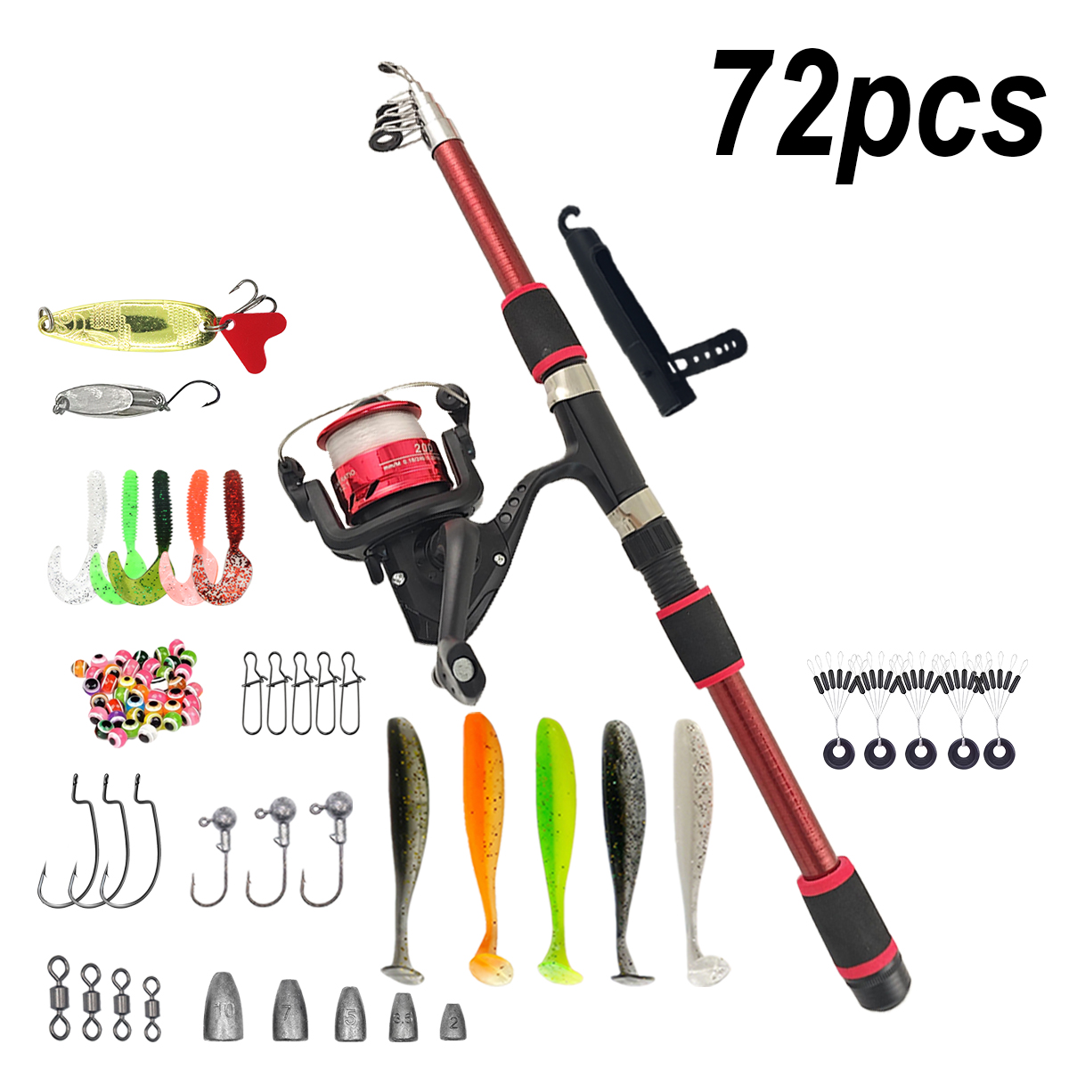 Fishing Pole Set Full Kits Wit - Spincast Reel avis et prix