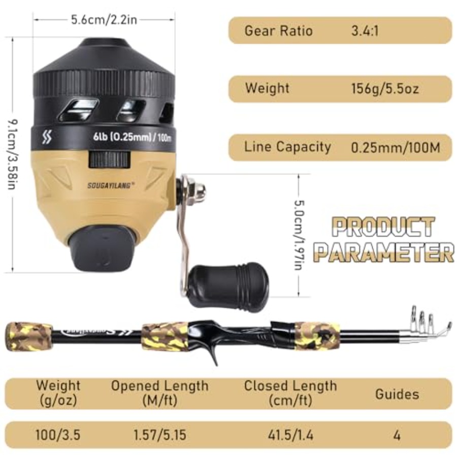 Fishing Rod and Reel Combo, Li - Spincast Reel avis et prix
